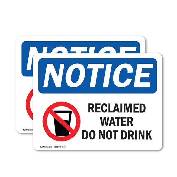Signmission Reclaimed Water Do Not Drink Sign With Symbol, 5 in W x Rectangle, Vinyl Decal OS-2PACK-NS-D-35-L-17995 - main